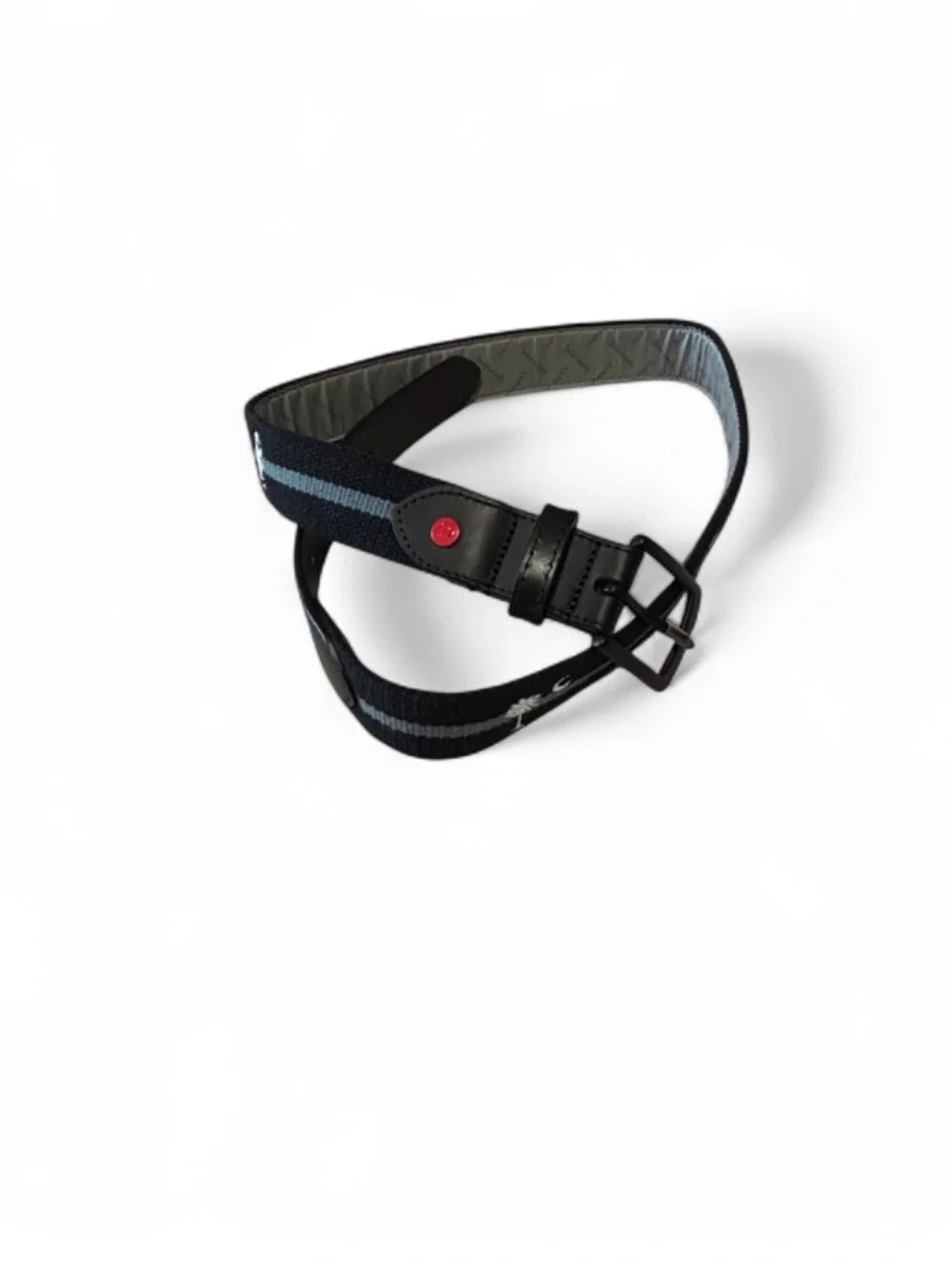 Men's Black Belt with Blue Stripe - Casual Webbing Strap